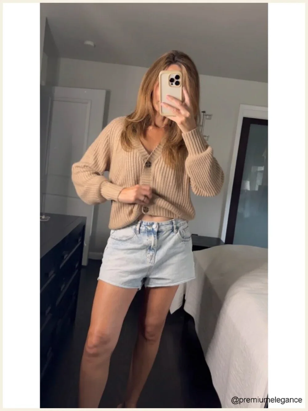 Chunky Knit Cardigan Open Front Long Sleeve V Neck Button Loose S